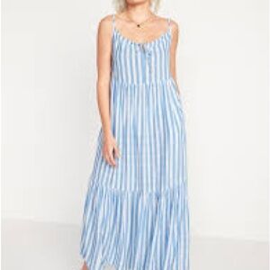 Old Navy Blue and White Tiered Maxi Dress